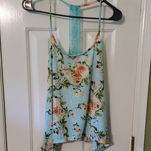Bella D. Blue and Green Asymmetrical Backless Camisole